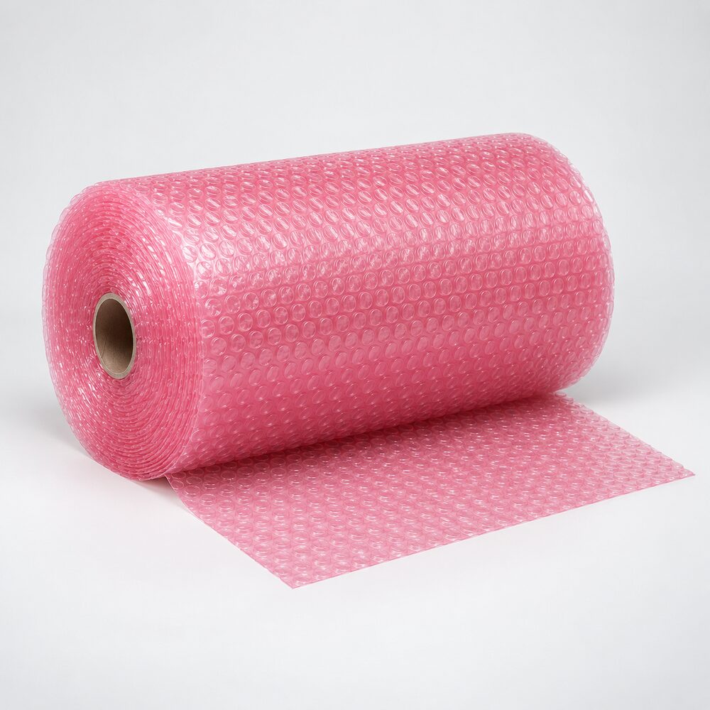 Pink anti-static bubble wrap roll