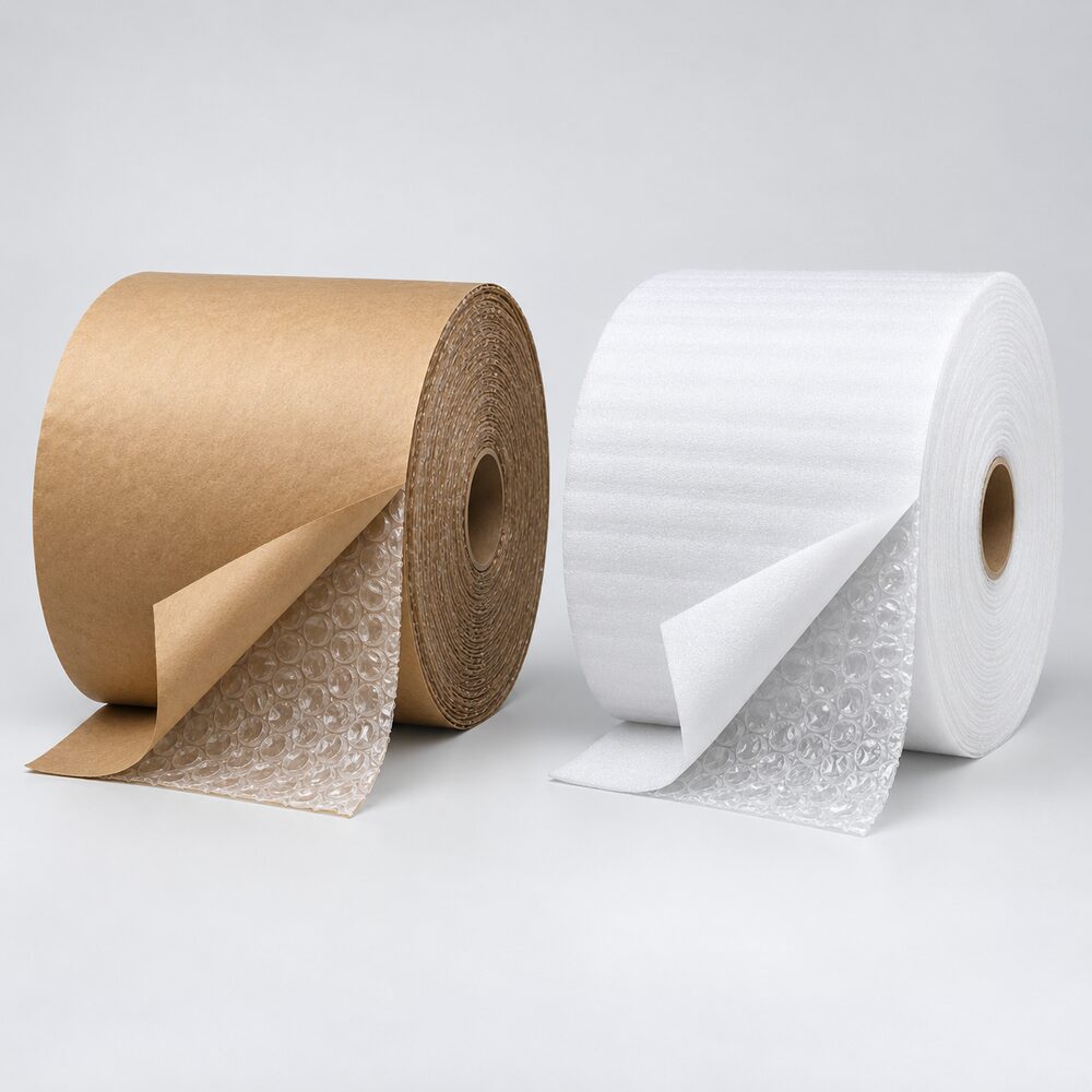 Laminated bubble wrap for protective packaging