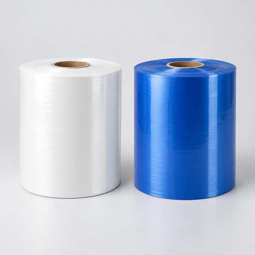 Opaque white and coloured PE shrink film rolls