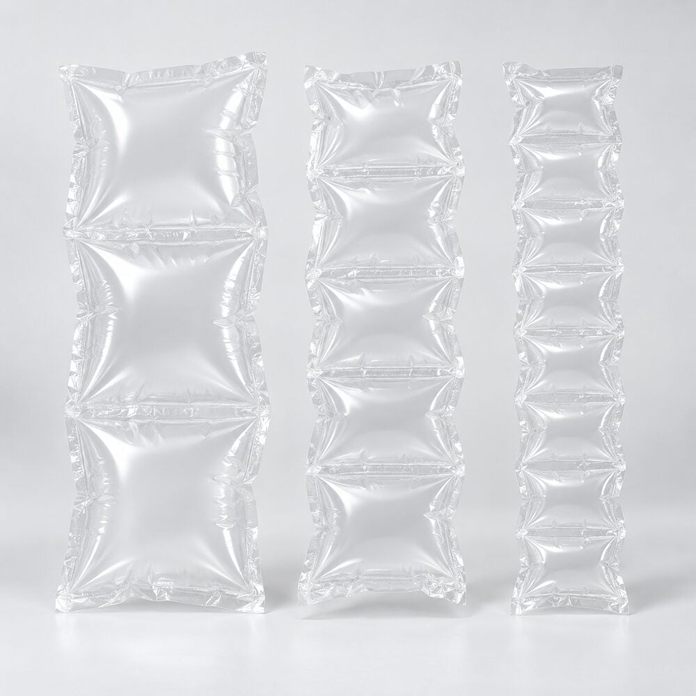 Air pillow void-fill film protecting a parcel